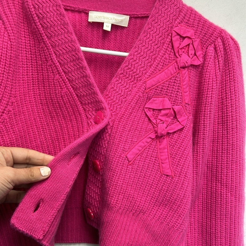 LoveShackFancy Avignon cashmere bow cardigan - Picture 5 of 8